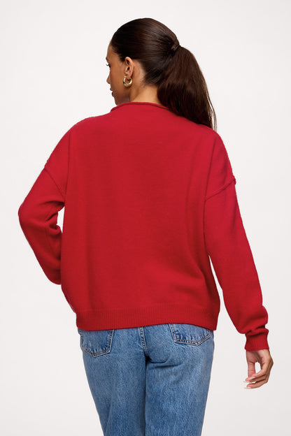 Cozy Knit Mockneck Sweater | Chili
