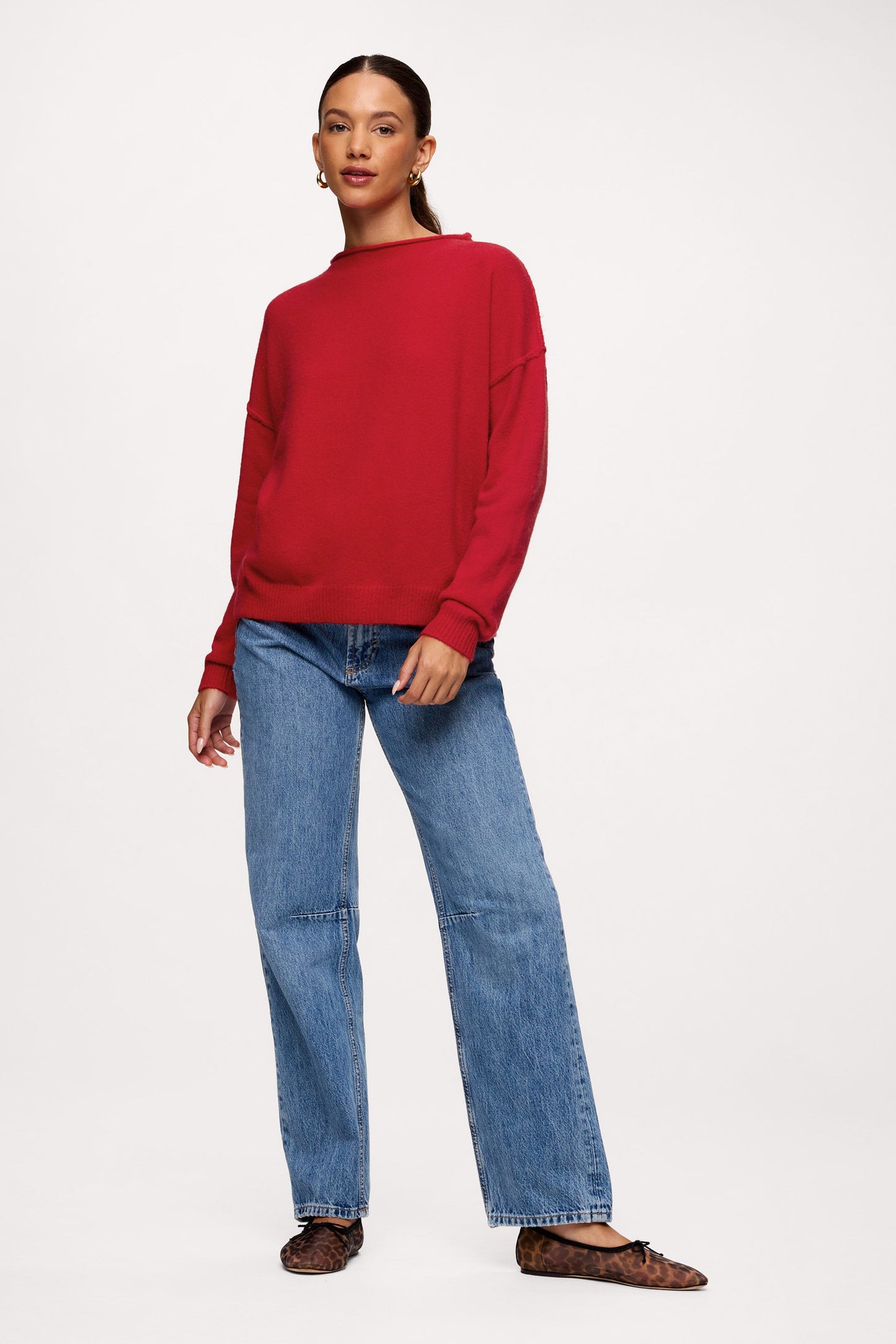 Cozy Knit Mockneck Sweater | Chili
