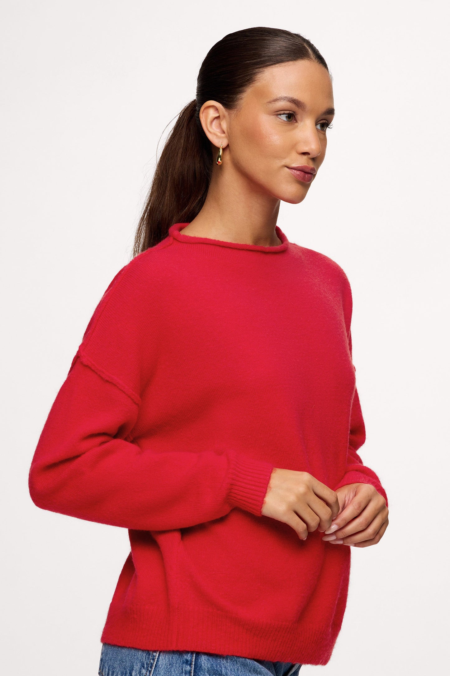 Cozy Knit Mockneck Sweater | Chili