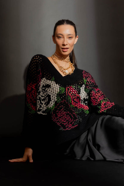 Black Hand Painted Jumper Black S/M