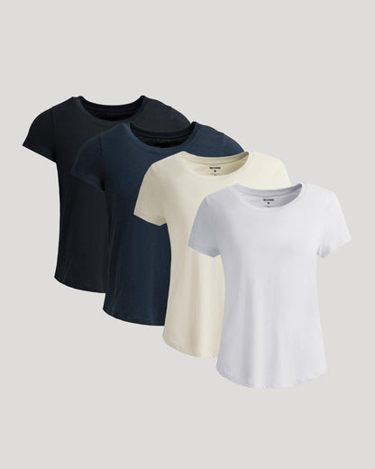 Womens Staple Slub Scoop Neck Tee 4-Pack
