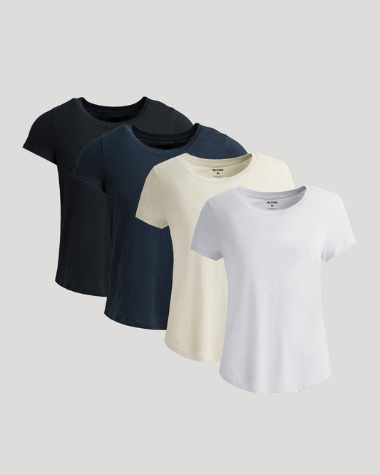 Womens Staple Slub Scoop Neck Tee 4-Pack