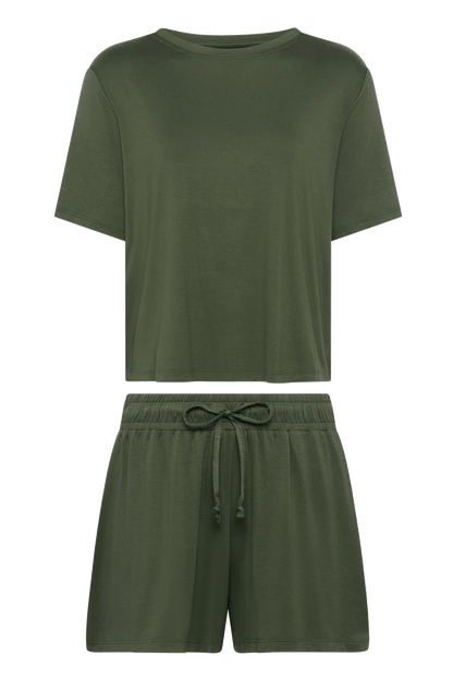 Pajama Short Set | Darkest Olive