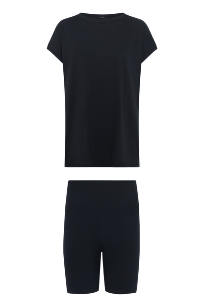 Ribbed Biker Short Set | Black
