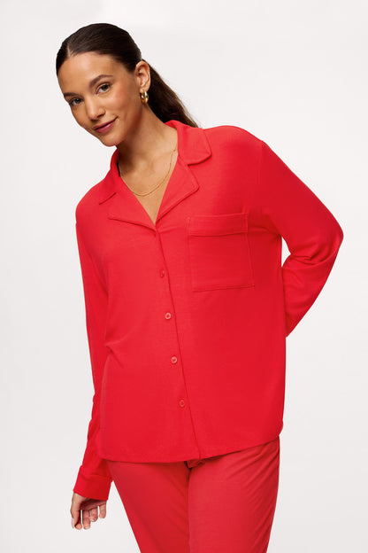 Button Front Pajama Set | Chili