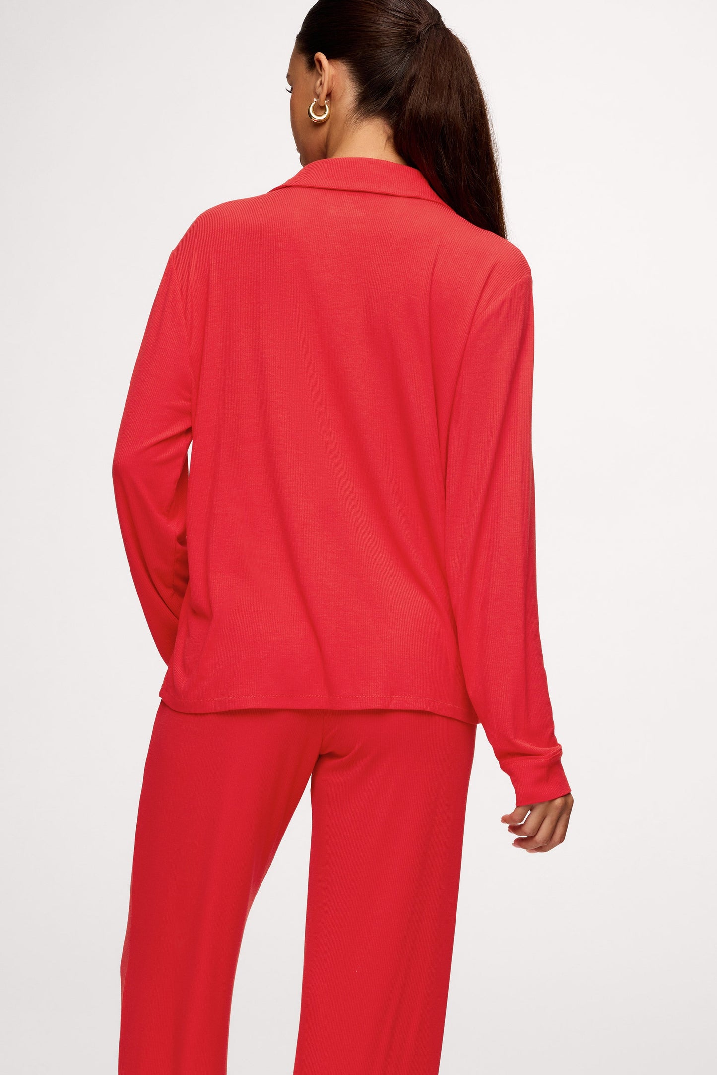 Button Front Pajama Set | Chili