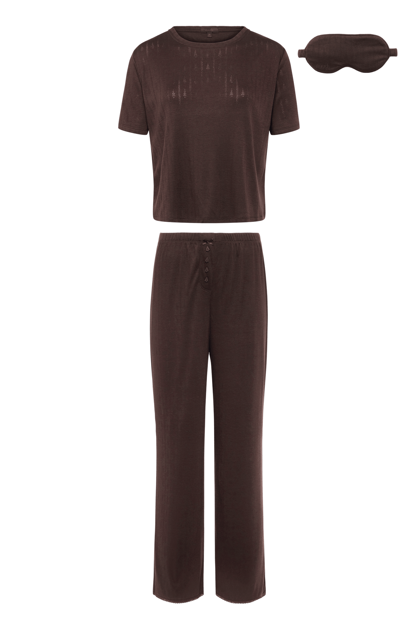 Tree Pointelle Pajama Set with Sleep Mask | Espresso