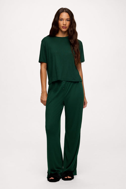 Tree Pointelle Pajama Set with Sleep Mask | Hunter
