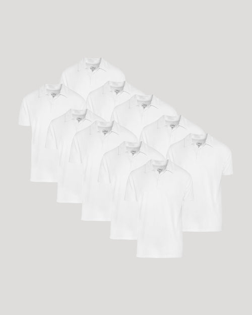 All White Classic Polo 10-Pack