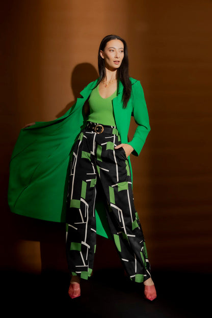 Black/Green Cleo Belt Pant