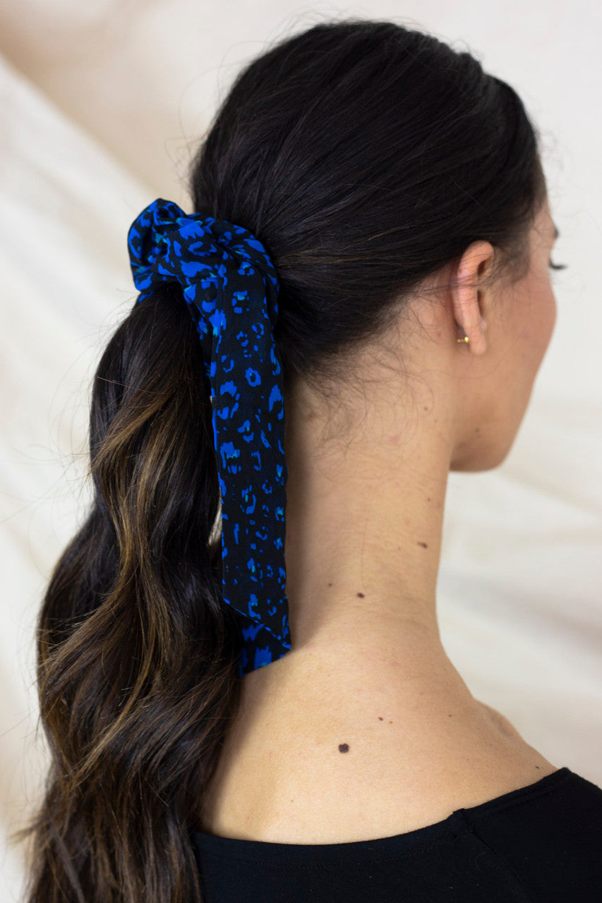 Blue Leopard Scrunchie