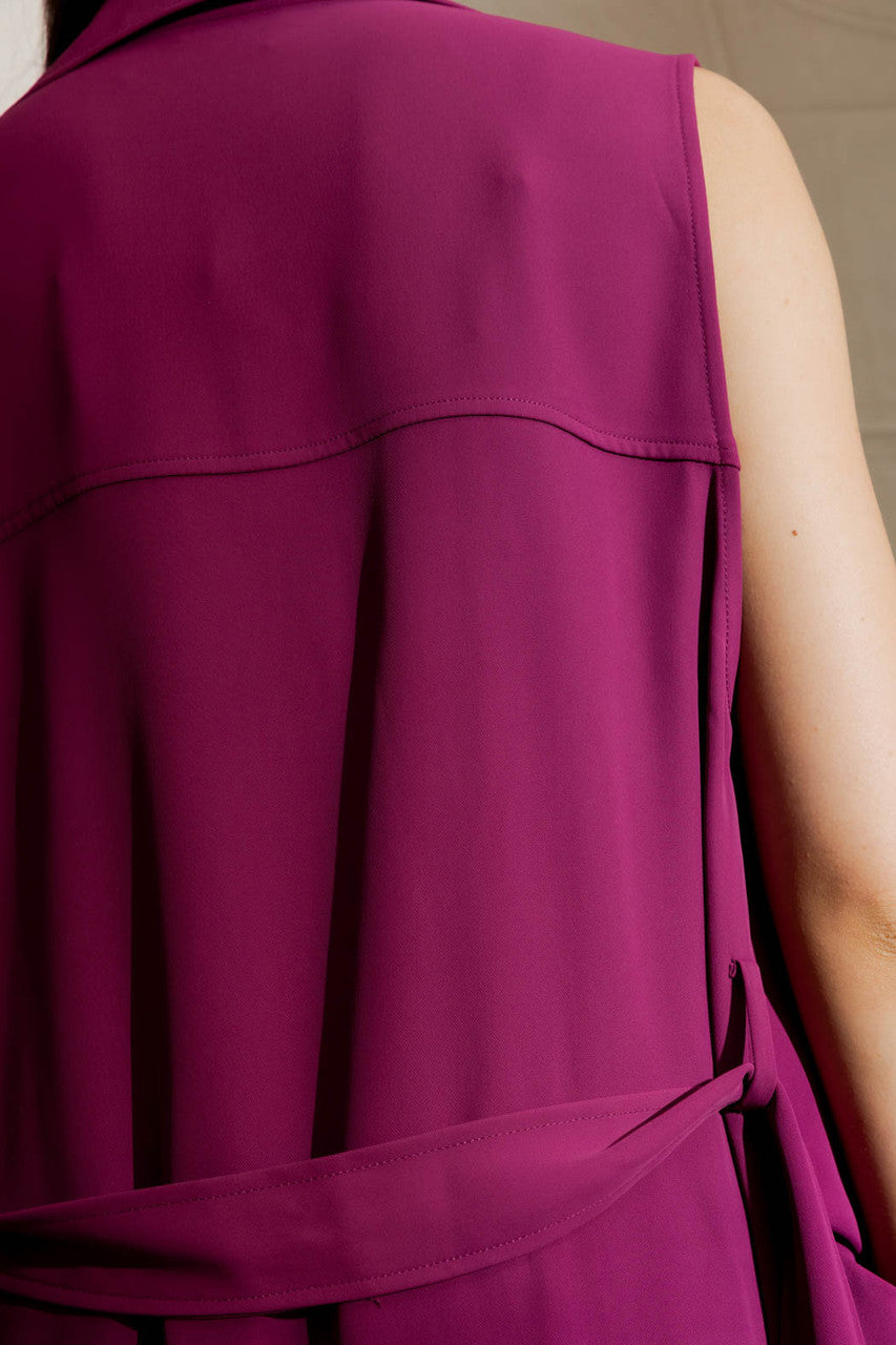 Berry Euro Longline Belted Vest