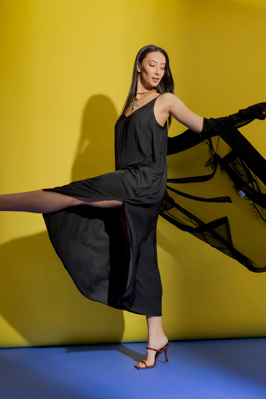 Black Stappy Pocket Dress