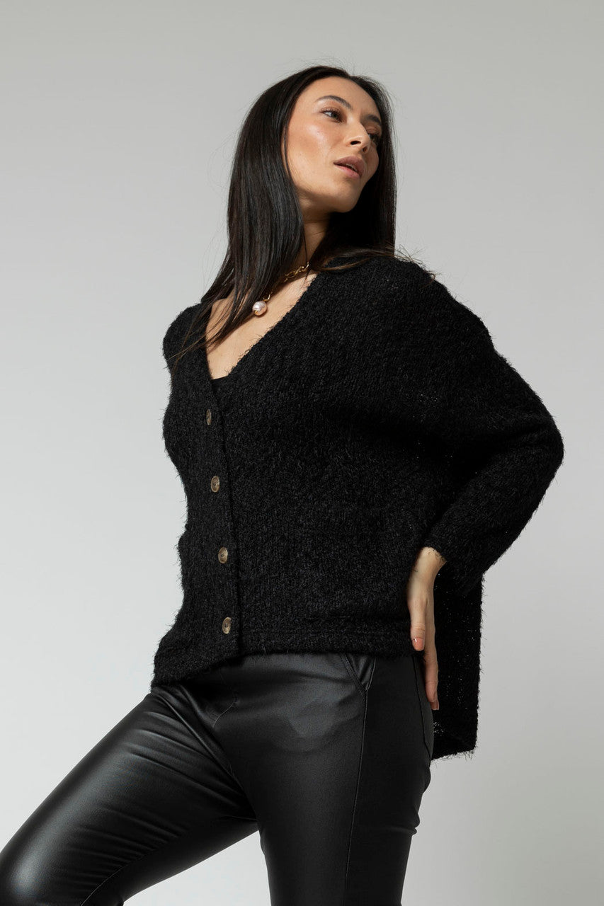 Black Fluffy Pocket Cardi