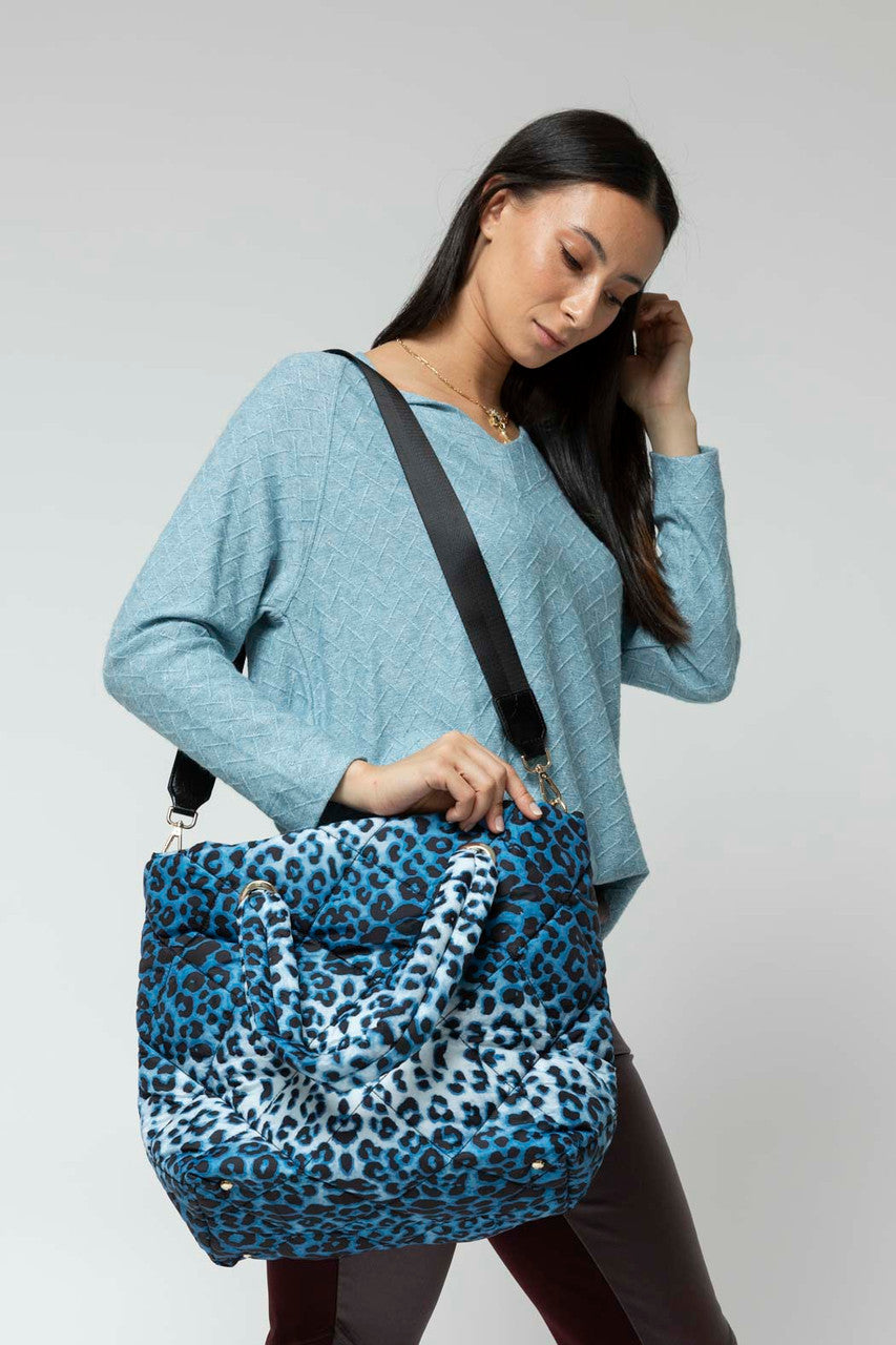Blue Animal Quilted Tote Bag