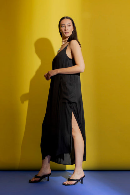 Black Stappy Pocket Dress