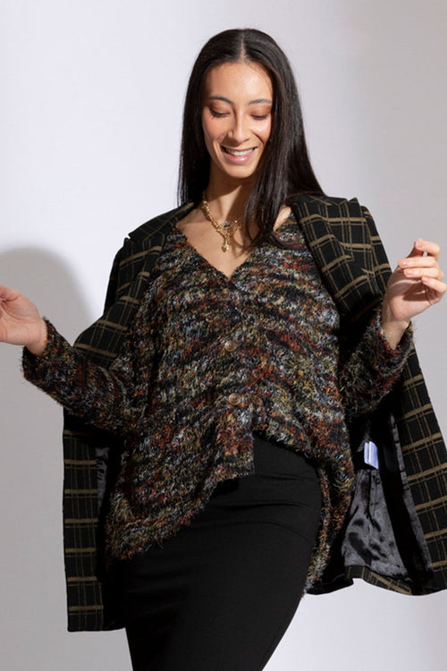Black Speckle Pocket Cardi- SALE