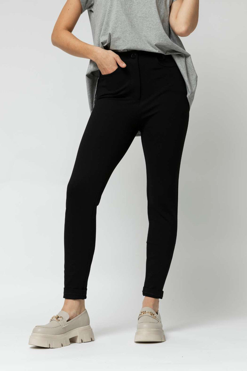 Black Ponte Slim Pants