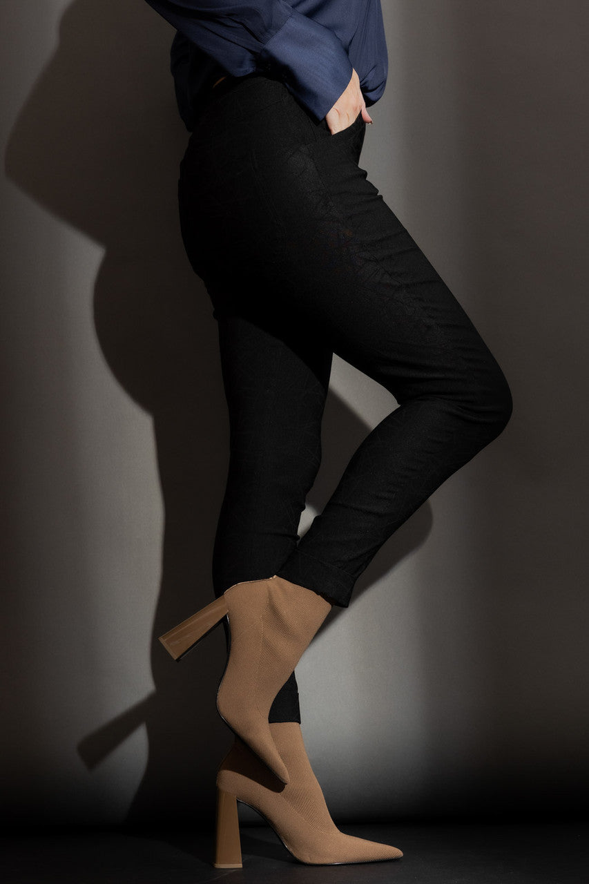 Black Bengaline Cuffed Jogger