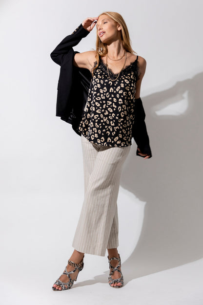 Black Beige Silky Lace Cami