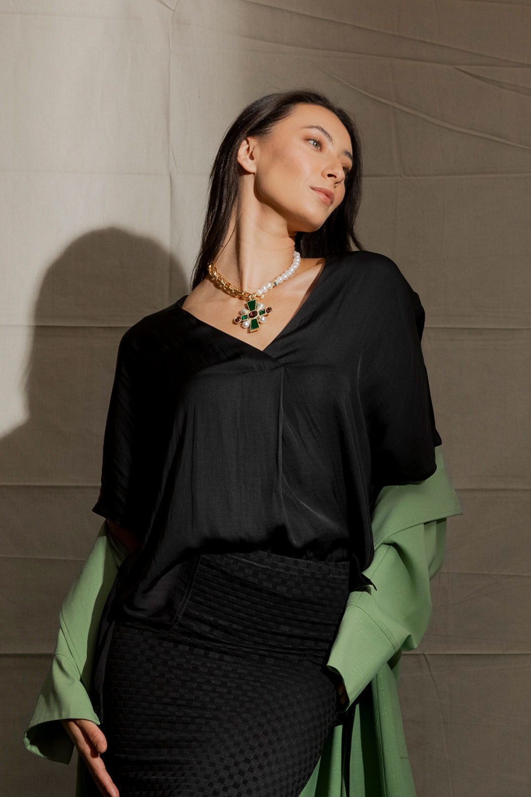Black Silky Bondi Top