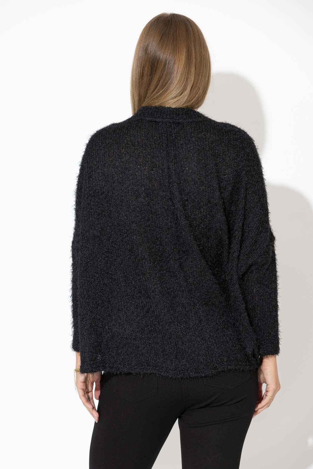 Black Fluffy Slouch Jumper