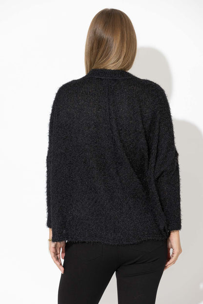 Black Fluffy Slouch Jumper
