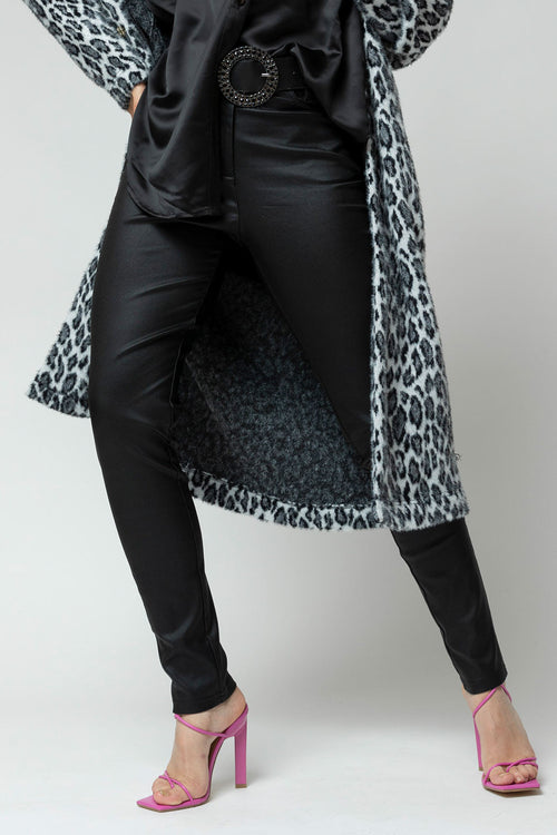 Black Waxed Slim Leg Pant- Sale
