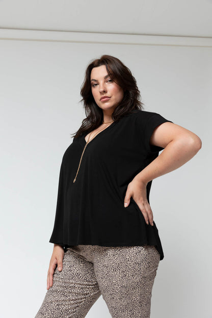 Black Bamboo Vee Tee