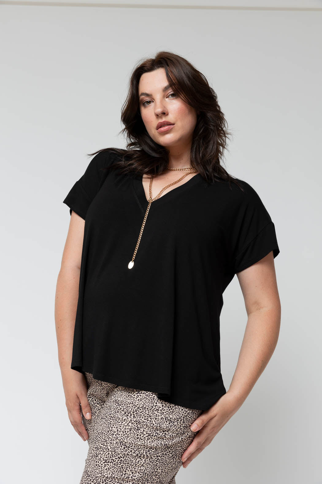 Black Bamboo Vee Tee