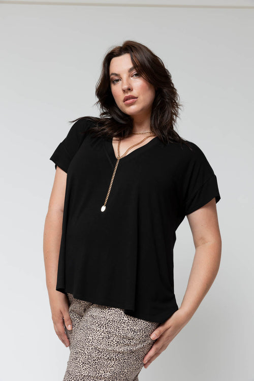 Black Bamboo Vee Tee