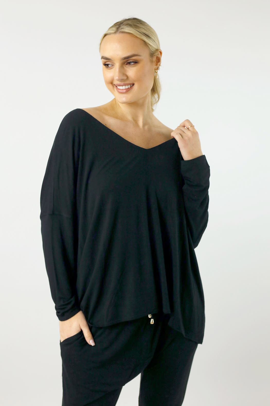 Black Bamboo Slouch Top - FINAL SALE
