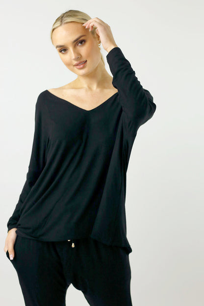 Black Bamboo Slouch Top - FINAL SALE