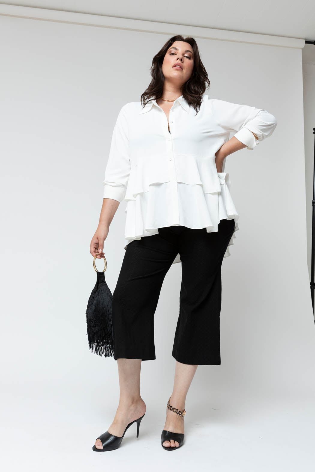 Black Textured Wide Flare - Sale