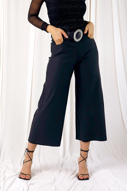 Black Bengaline Culotte - SALE
