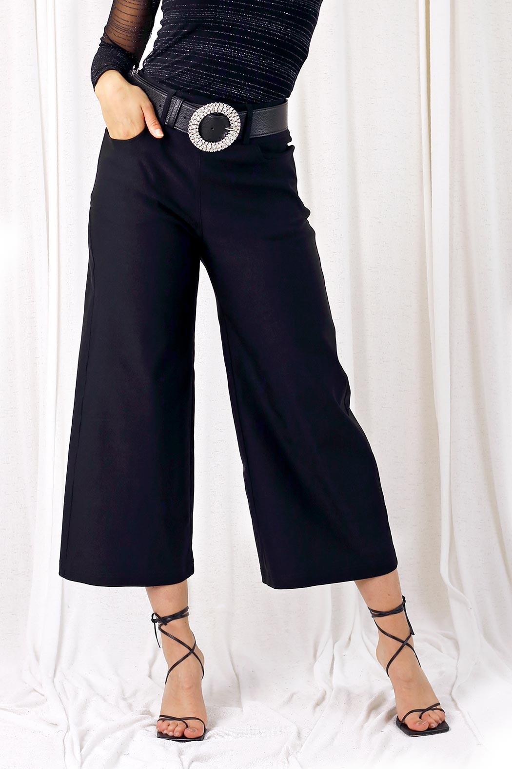 Black Bengaline Culotte - SALE
