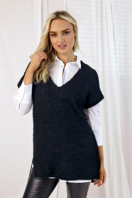 Black Fluffy Vest - SALE