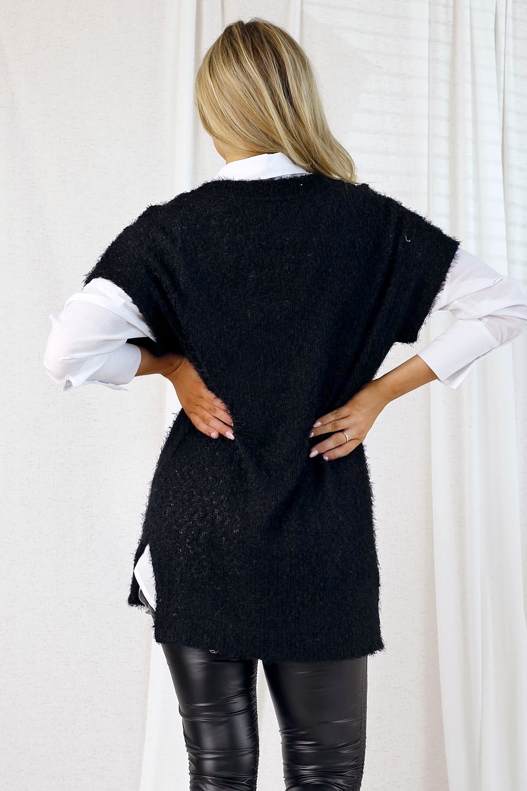 Black Fluffy Vest - SALE