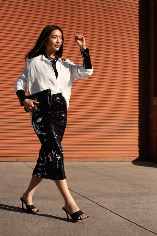 Black and Silver Sequin Skirt - SALE
