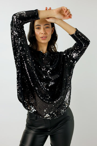Black And Silver Sequin Over Top - Final Sale