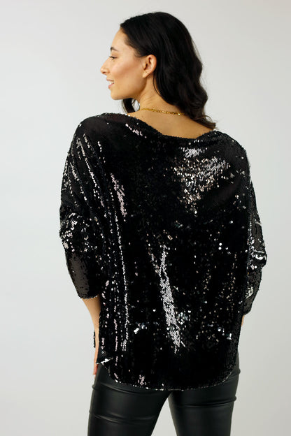 Black And Silver Sequin Over Top - Final Sale