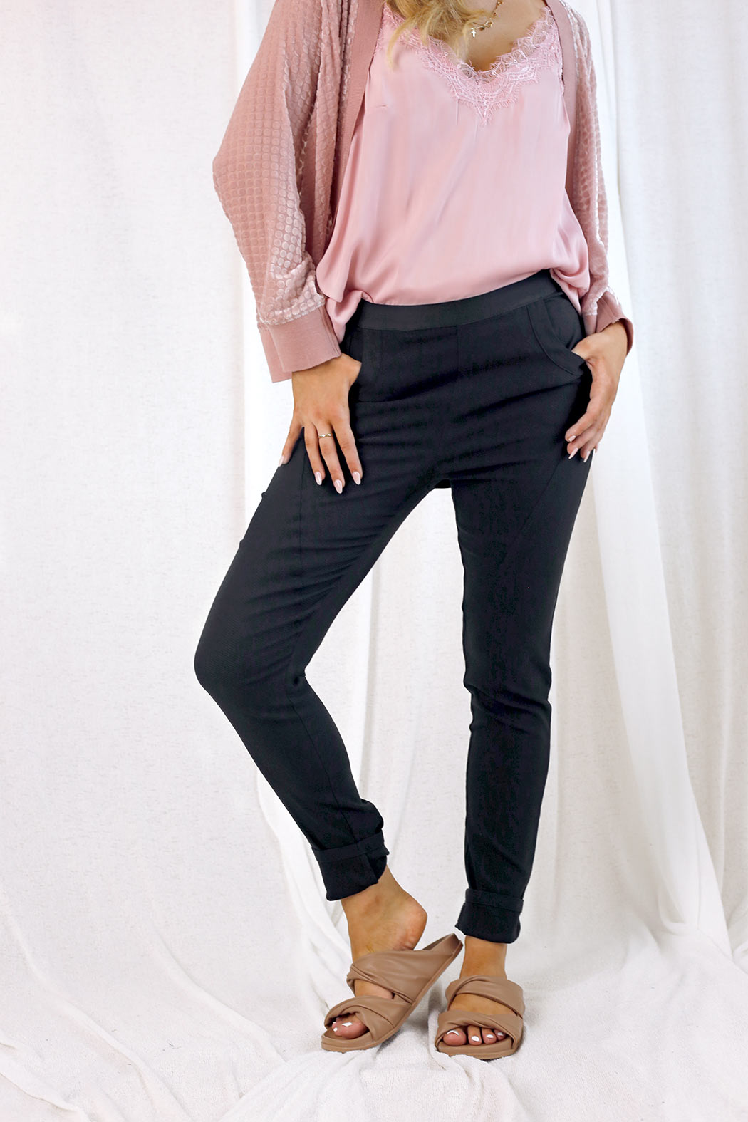 Black Dotty Bengaline Jogger Pant - SALE