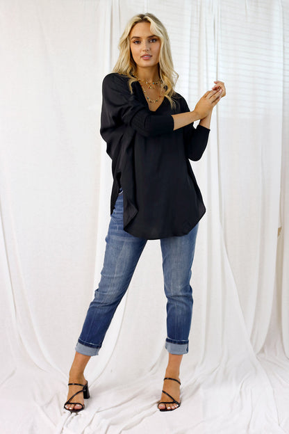 Black Seta Twist Back Top - FINAL SALE