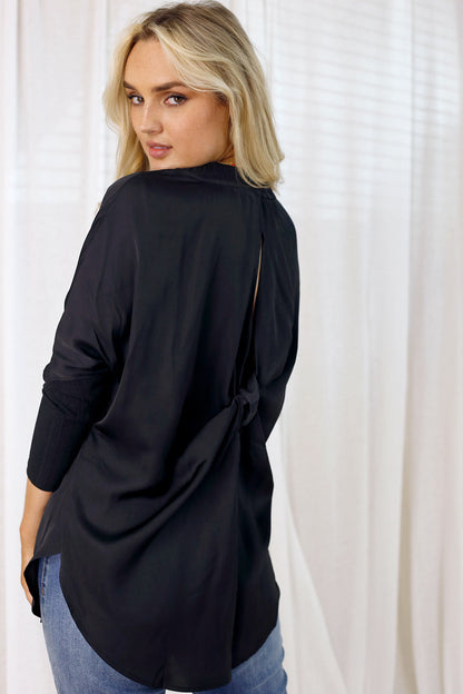 Black Seta Twist Back Top - FINAL SALE