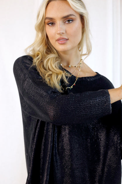 Black Foil Crop Jumper - SALE