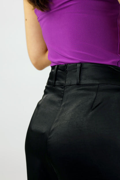 Black Satin Feather Culottes - FINAL SALE