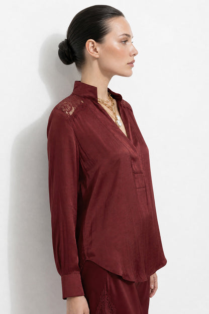 Burgundy Glow Lace Blogger Shirt