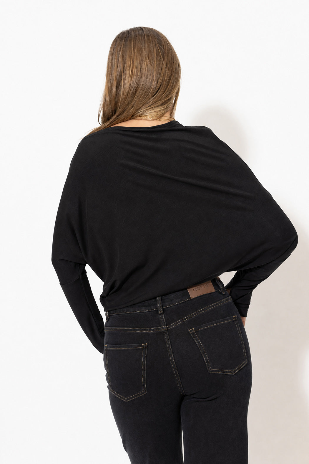Black Tencel Drape Top