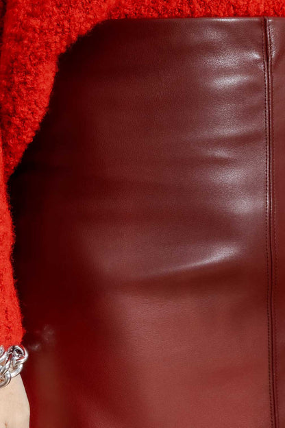 Burgundy Faux Leather Skirt