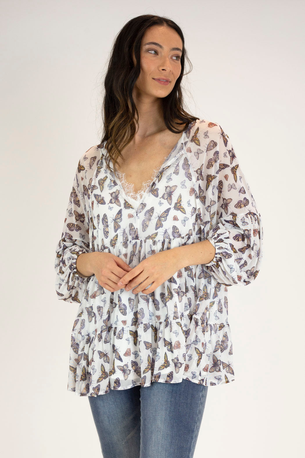 Butterfly Mesh Tiered Top - FINAL SALE